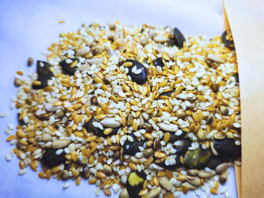 A close up of the hamster seed mix for making boredom breakers.