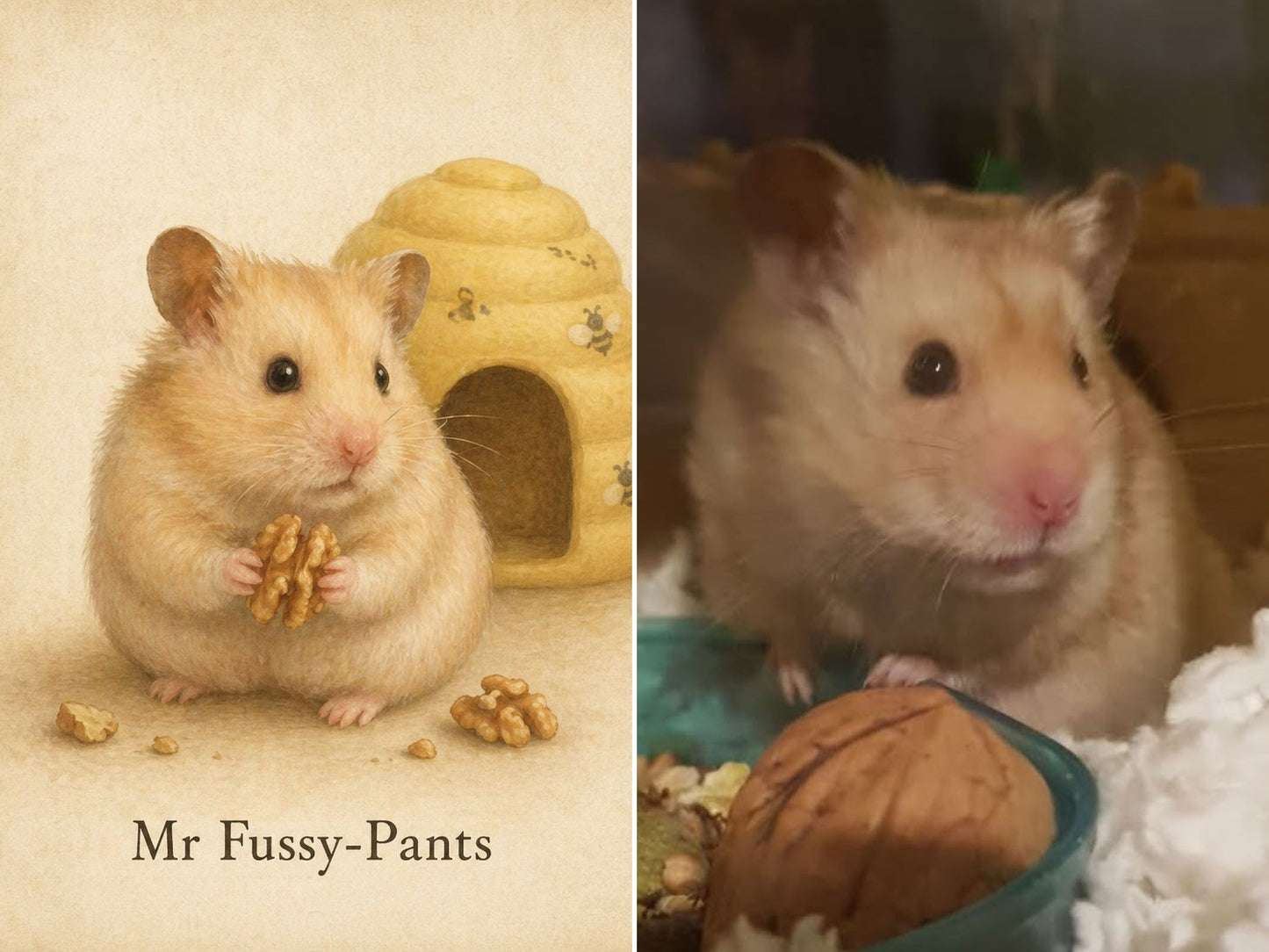 Digital Hamster Personality Portrait | Custom A4 Artwork