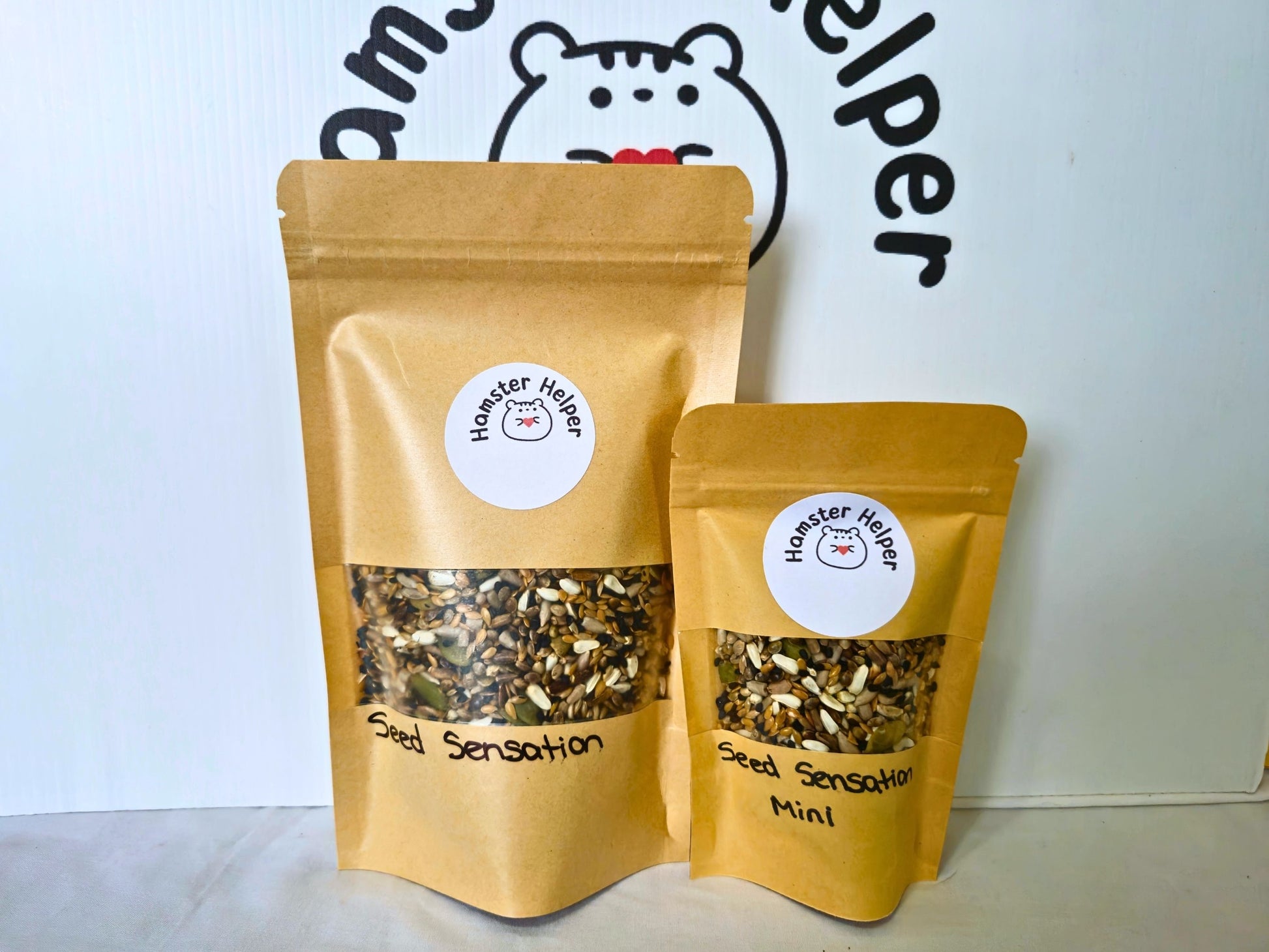 Full and mini pouches of Seed Sensation hamster treat mix