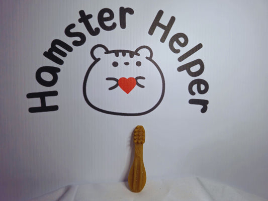 A hamster safe whimzee underneath the hamster helper sign.